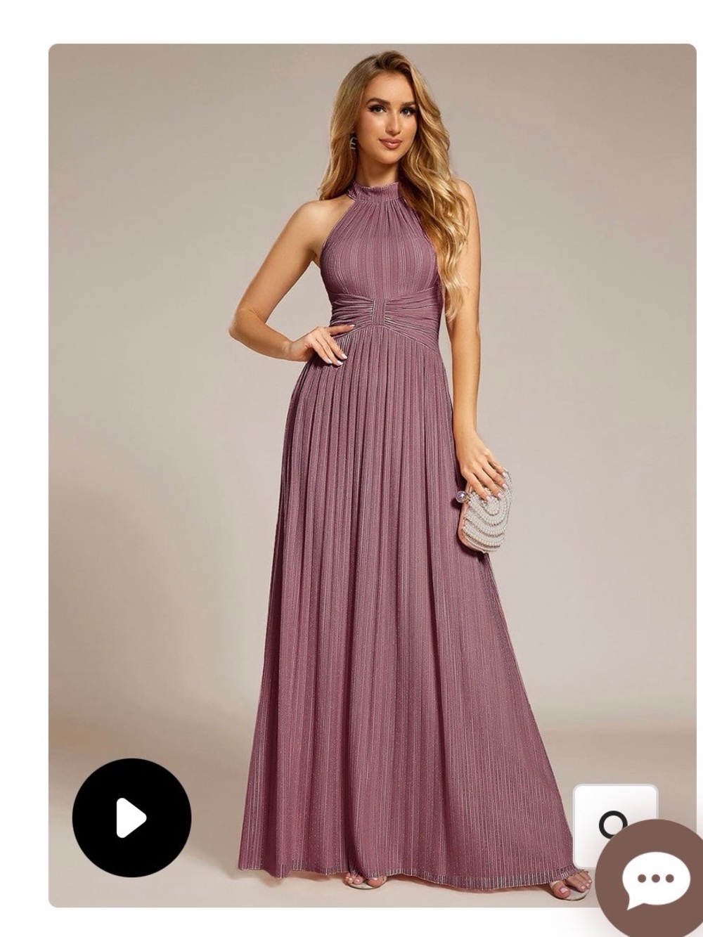 Ever Pretty Dusty Mauve Halter Maxi Dress
